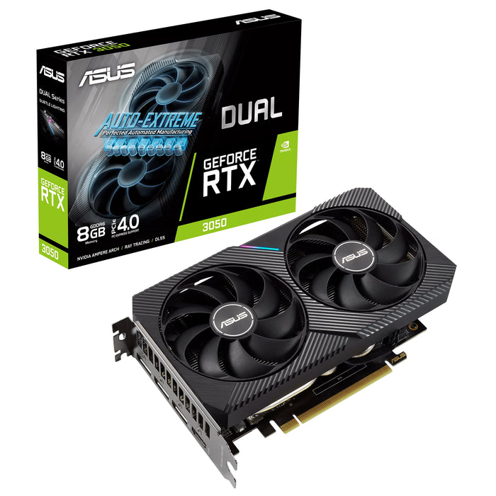 ASUS Dual NVIDIA GeForce RTX 3050 6 GB OC Edition Gaming Graphics Card - PCIe 4.0, 6 GB GDDR6 Memory, HDMI 2.1, DisplayPort 1.4a, 2-Slot Design, Axial-tech Fan Design, 0dB Technology -- 3 Year ASUS Warranty