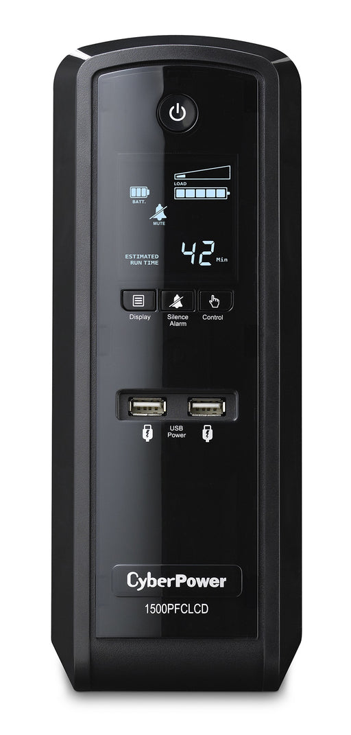 CyberPower 1500VA UPS Mini Tower,  PFC Sinewave UPS System, 1000W, 12 Outlets, NEMA 5-15R : Six battery backup & surge protected outlets, six surge protected outlets, AVR, Black -- 3 Year CyberPower Wararnty