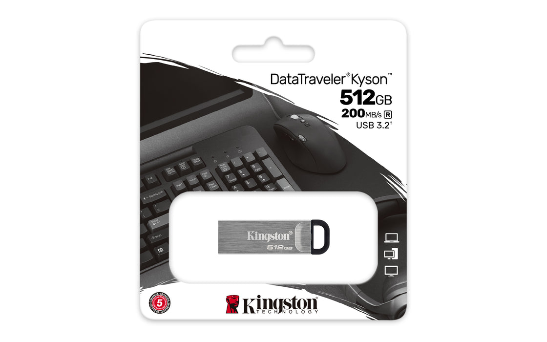 Kingston 512GB USB 3.2 G1  DataTraveler Kyson (Metal) (Backward Compatible)  -- 5 Year Kingston Warranty