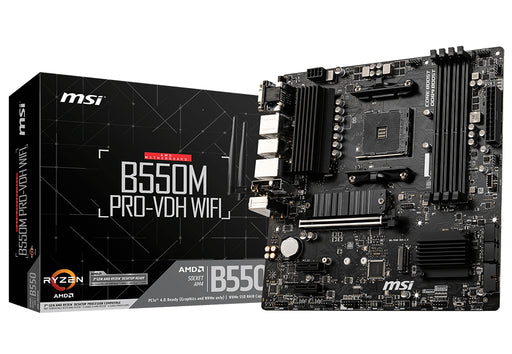 MSI B550M PRO-VDH WiFi ProSeries Motherboard (AMD AM4, DDR4, PCIe 4.0, SATA 6Gb/s, M.2, USB 3.2 Gen 1, AX Wi-Fi 6, D-SUB/HDMI/DP, Micro-ATX) -- 3 Year MSI Warranty