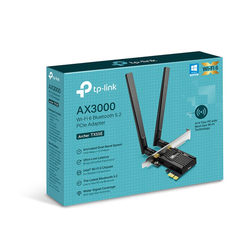 TP-Link Archer TX55E WiFi 6 AX3000 PCIe WiFi Card,  Bluetooth 5.2, 802.11AX Dual Band Wireless Adapter with MU-MIMO, OFDMA, Ultra-Low Latency, Supports Windows 11, 10 (64bit) only -- 2 Year TP-Link Warranty